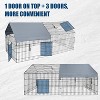 Acekool Large Metal Chicken Coop, 86"x40"x40" Portable Poultry Run with Waterproof Cover, Outdoor Pet Playpen for Rabbits, Ducks, Chinchillas, Grey - 4 of 4