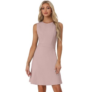 INSPIRE CHIC Women's Work Round Neck Sleeveless Fit and Flare Dresses - 1 of 4