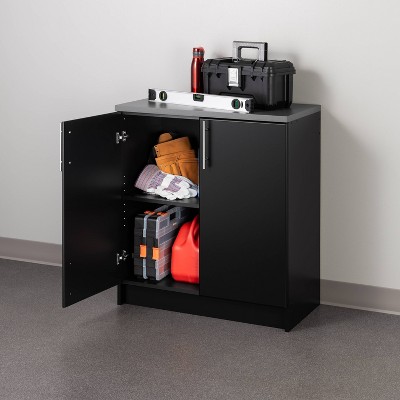 Elite Black Freestanding Office Storage Cabinet with Adjustable Shelving