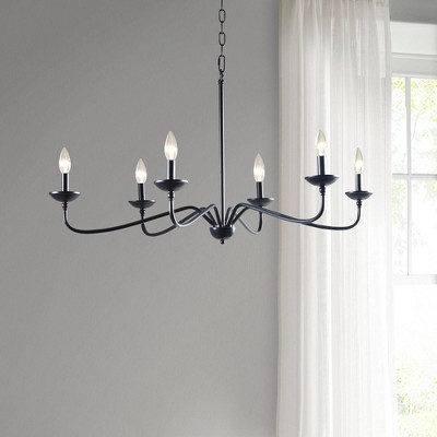 Hampton Hill Brighton 72" Transitional Matte Black Metal Chandelier