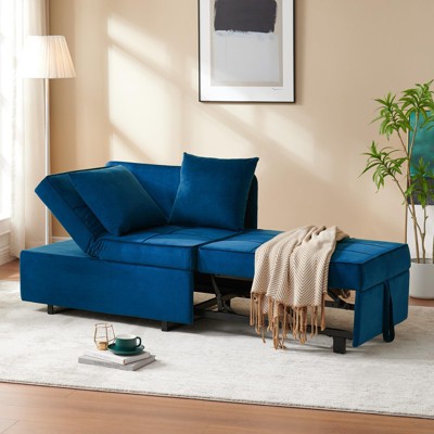 Sofa Bed 4-in-1 Convertible Pull Out Couch, Velvet Chair Bed, 5 Adjustable Backrests