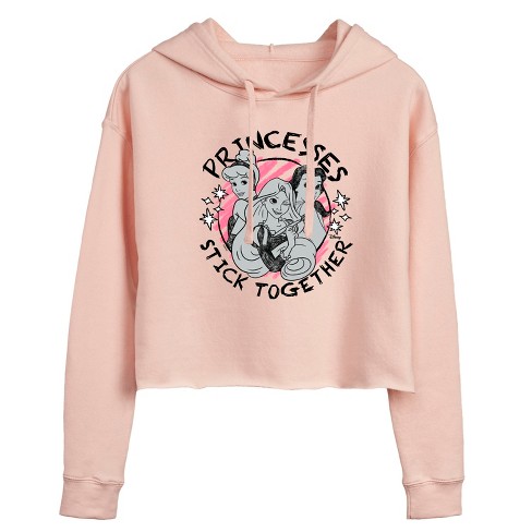 Women's - Disney - Princesses Stick Together Cropped Graphic Hoodie - image 1 of 2