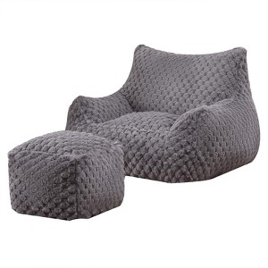 Itopfox Gaming Chair Comfy Bean Bag Sofa for Bedroom, Modern Faux Fur Reading Chair for Adults Teens, Living Room Bean Bag with Footrest - 1 of 4