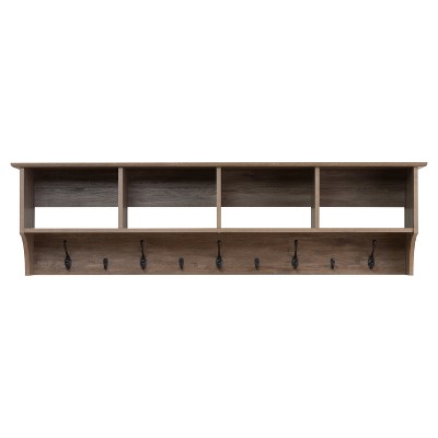 Drifted Gray 60" Hanging Entryway Shelf with Hooks