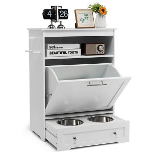 Tangkula Pet Feeding Station Furniture w/ Double Pull Out Dog Bowl Food Cabinet - 1 of 4