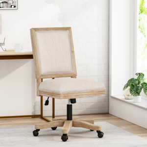 360° Swivel Home Office Chair with Wheels, Upholstered Adjustable Swivel Desk Chair for Home Office or Studio-Maison Boucle - 1 of 4