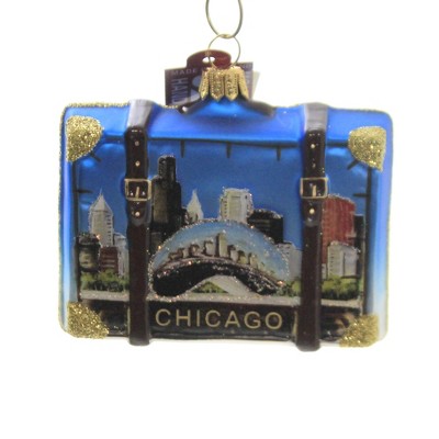 Holiday Ornaments 2.75" Chicago Suitcase Travel Vacation  -  Tree Ornaments