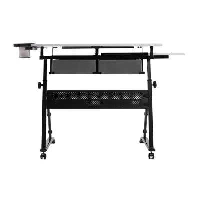 Core Craft Table with Adjustable Top and Metal Storage