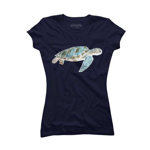 Junior's Design By Humans Sea Turtle By Savousepate T-shirt - Navy ...