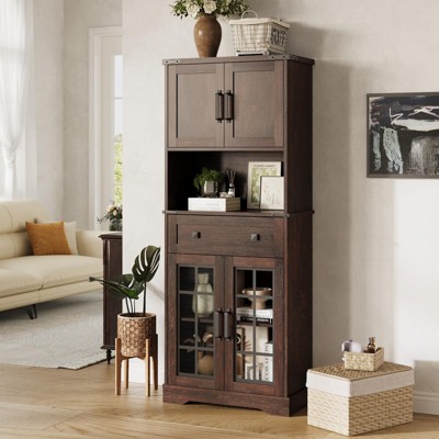 59.4" Tall Pantry Storage Cabinet with Adjustable Shelves, Storage Hutch, White