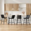 PAGED Modern Counter Height Bar Stools Set of 2, Faux Leather Armless Bar Stools with Practical Features for Kitchen Island, Home Bar - 4 of 4