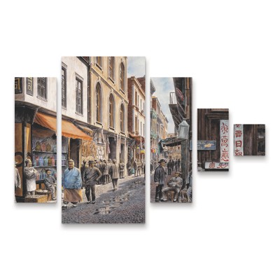 Trademark Fine Art Stanton Manolakas China Town 5 Piece Panel Set Art