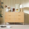 Lovmor Bedroom dresser, 8 Double Dresser with rattan drawers, wood chest of drawers for kids room, living room, entry and hallway, Natural - 2 of 4