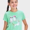 Girls' Short Sleeve Tennis Animals Graphic T-Shirt - Cat & Jack™ Lime Green - 2 of 4