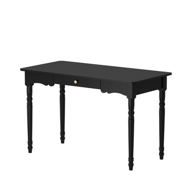 FUFU&GAGA Black Dining Table,Rounded Corners, Storage Drawer for Kitchen & Dining Rooms