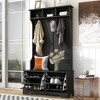 4 in 1 Hall Tree with 3 Top Shelves and 2 Flip  Drawers, Wood Hallway Organizer with Storage Bench and Metal Hanging Hooks 4M - ModernLuxe - image 2 of 4