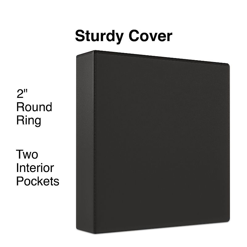 Staples 2" Simply View Binder with Round Rings Black 374810, 2 of 9
