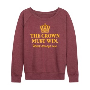 Women's - Instant Message - The Crown Must Win Lightweight French Terry Wide Neck Long Sleeve Graphic Shirt - 1 of 4