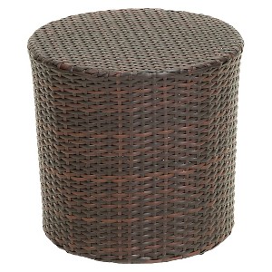 Keaton Wicker Barrel Side Table - Brown- Christopher Knight Home: Weather-Resistant Patio Accent Table - 1 of 4