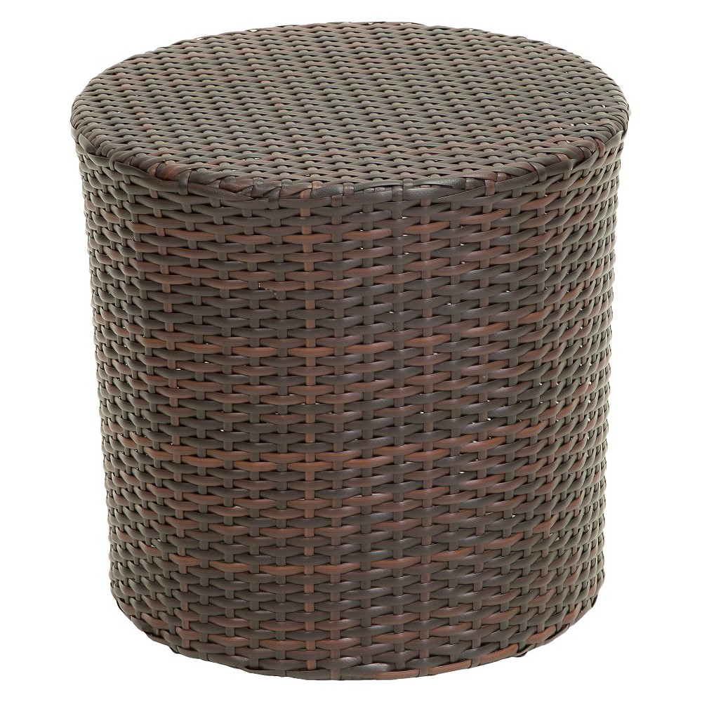 Keaton Wicker Barrel Side Table - Brown- Christopher Knight Home: Weather-Resistant Patio Accent Table