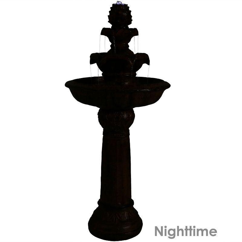 Sunnydaze Outdoor Solar Powered Ornate Elegance Tiered Water Fountain with Battery Backup and LED Light - 41", 4 of 12