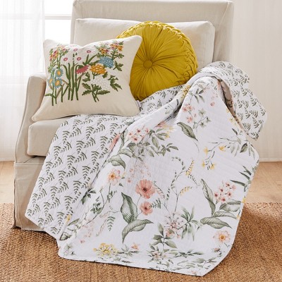 Viviana Floral Reversible Cotton Quilted Throw