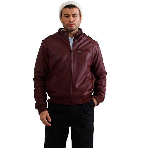 Members Only Men's Faux Leather Iconic Racer Jacket - Burgundy