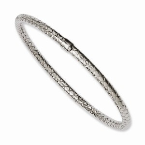 Black Bow Jewelry 5mm Stainless Steel Crisscross & Polished Hollow Bangle Bracelet - 1 of 3