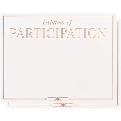 Paper Junkie 48-Pack Gold Foil Certificates of Participation Award Paper Sheets, A4 Letter Size 8.5 x 11 in