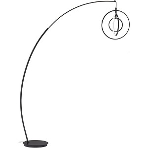 Possini Euro Design Allura Modern 79" Tall Arc Floor Lamp Matte Black Metal 3-Ring Swivel LED Light for Living Room Reading Bedroom House - 1 of 4