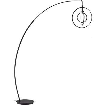 Possini Euro Design Allura Modern 79" Tall Arc Floor Lamp Matte Black Metal 3-Ring Swivel LED Light for Living Room Reading Bedroom House