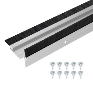 Unique Bargains Aluminum Nylon Door Brush Bottom Sweeps 35.46" x 1.69" Silver 2 Pcs - 1 of 4