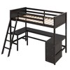 Whisen Twin Size Wooden Loft Bed with Desk and Shelves - 3 of 4