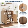 28 Inch Fluted Sideboard Buffet Cabinet, Slim Wood Storage Cabinet with Adjustable Shelves & Doors for Kitchen, Dining Room, Apartments - 2 of 4