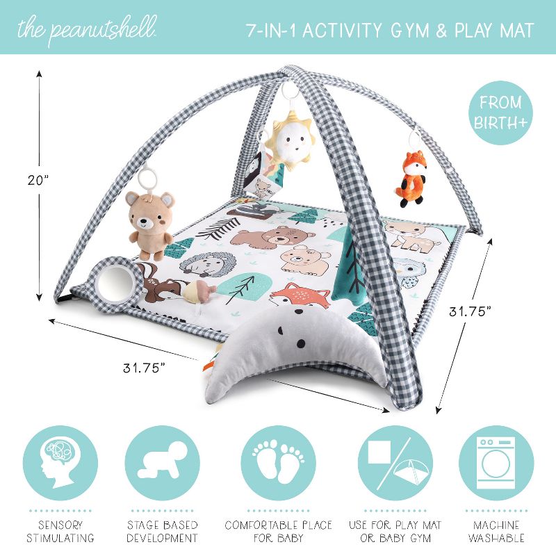 The Peanutshell Woodland 7-in-1 Activity Play Gym & Play Mat for Baby, 4 of 9