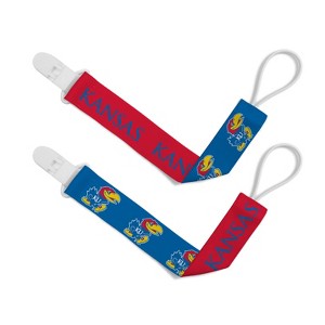 BabyFanatic Officially Licensed Unisex Pacifier Clip 2-Pack - NCAA Kansas Jayhawks - Officially Licensed Baby Apparel - 1 of 3