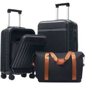 Kumasinova Hard-Shell Luggage,Set of 3,2 Expandable Suitcases with TSA Lock & Travel Bag,Front Opening Luggage with USB Ports,20"&24" - 1 of 4