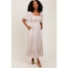 PinkBlush Cream Multi Ditsy Floral Smocked Maternity Midi Dress - 4 of 4