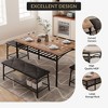 Orieon 4-Piece Dining Set for Small Spaces, Compact Kitchen Table with Upholstered Bench & 2 Stools, Modern Metal Frame Set with Storage Shelf - 4 of 4