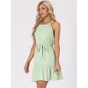 Allegra K Women's Summer Swiss Dots Halter Neck Tie Waist Sleeveless Flowy Sundresses - 3 of 4