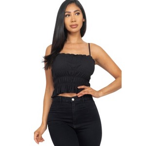 Slickblue Women's Ribbed Tiered Shirred Crop Top, Fitted Sleeveless Casual Tee, 5 Color Options, Size S-L - 1 of 4