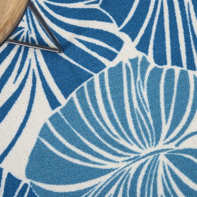 Tropical Blue Palm 4'x6' Easy-Care Synthetic Area Rug