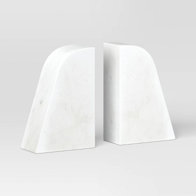 2pc Marble Bookends White - Threshold™: Elegant Support for Books, Sturdy & Easy to Clean