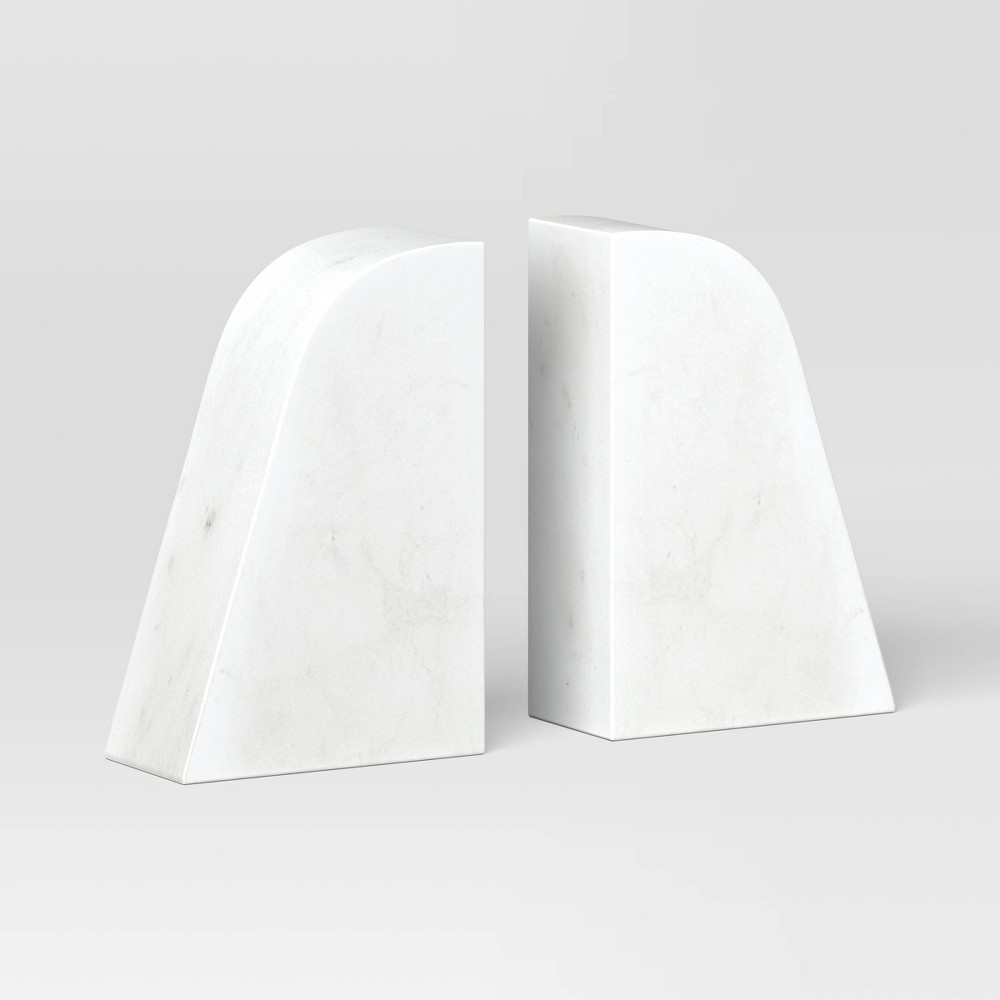 Photos - Other interior and decor 2pc Marble Bookends White - Threshold™