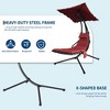 Chaise Lounger Swing Chair with Umbrella Canopy, Patio Hanging Chaise Lounger Chair with Stand, Curved Steel Outdoor Lounge Chairs - 4 of 4