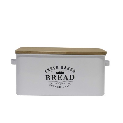 VIP Metal 15.75 in. White Fresh Baked Bread Box with Lid