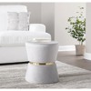 Gemma Contemporary/Glam Ottoman in Silver Velvet and Gold Metal by LumiSource - 4 of 4