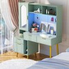Besiost 48" Makeup Vanity with Hutch, LED Lighted Mirror & Charging Station - 2 of 4