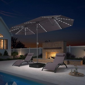 PURPLE LEAF 13ft Patio Market Umbrella and Base Double-Sided Rectangle Outdoor Table Sun Umbrellas with Crank - 1 of 4