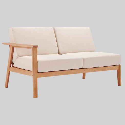 Sedona Outdoor Patio Eucalyptus Wood Right-Facing Loveseat – Natural/Taupe – Modway For Sale